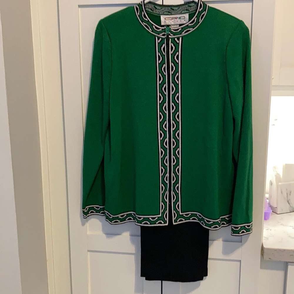 Eric Stevens Vintage green knit pant suit